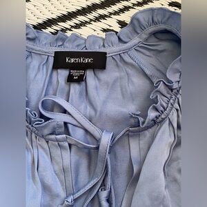 Karen Kane Soft Blue Ruffle Top